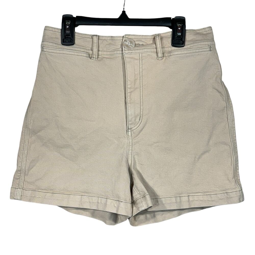 LOFT SZ 25/0 Jean Shorts Stretch Hi-Rise Pockets Zip-Fly Beige